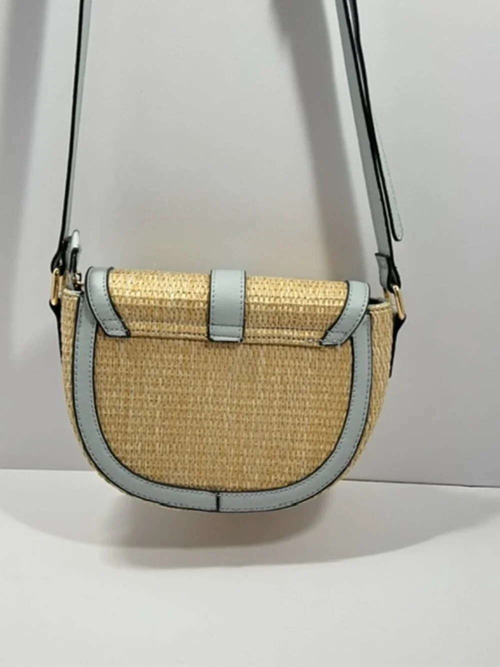 Izzy & Ali Straw & Vegan Leather Crossbody Shoulder Bag, New without Tags - Picture 3 of 9